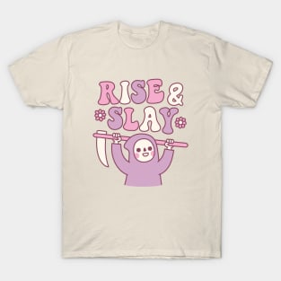 Cute Grim Reaper Rise And Slay Funny Retro T-Shirt